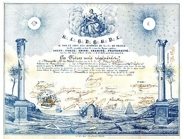 Il diploma massonico di Filippo De Filippis Delfico